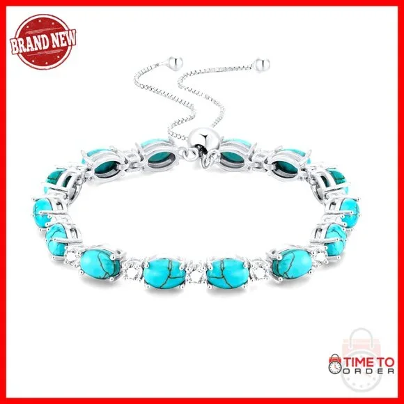 925 Sterling Silver Tennis Bracelet Adjustable 7 Inch Western Boho - Picture 1 of 7